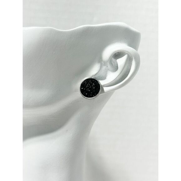 Leopard Print Vegan Leather Dangle & Crystal Round Earrings Orange Black 2 Pairs - Picture 2 of 7